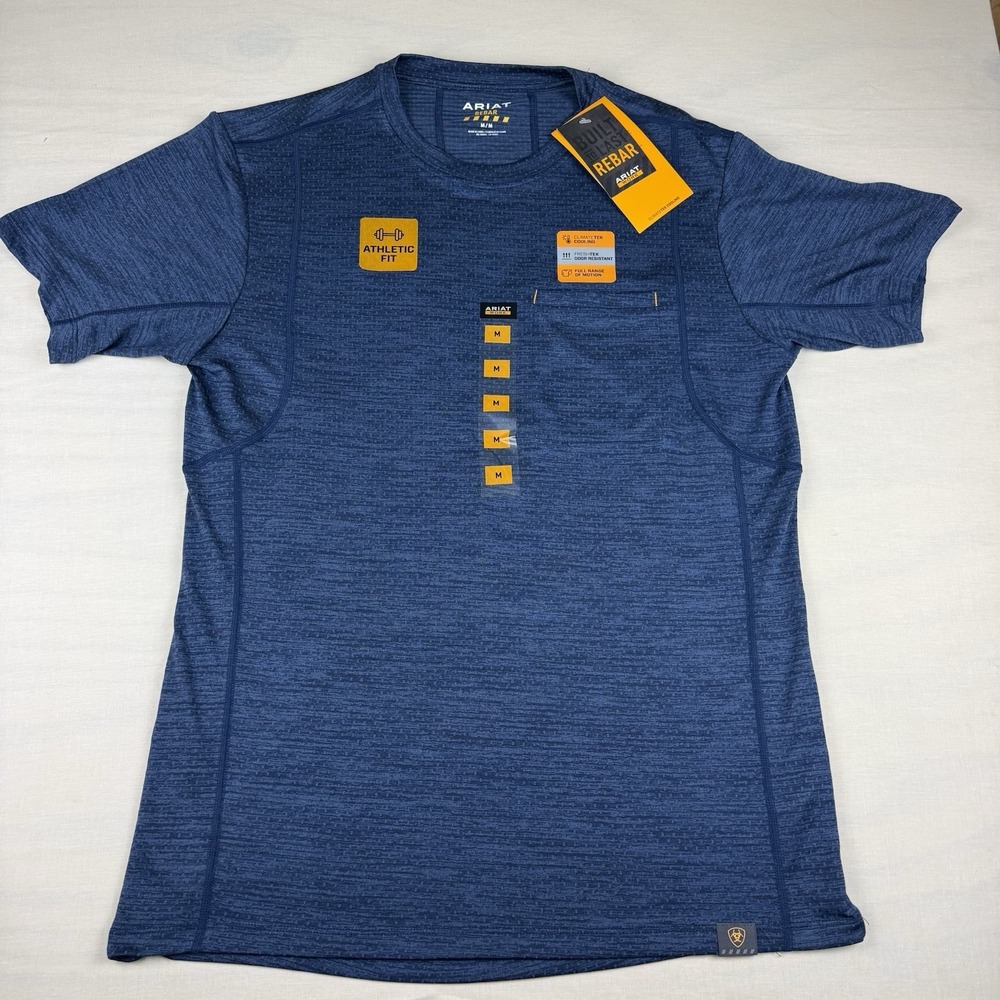 Ariat Rebar Evolution Athletic Fit T-Shirt Men’s M Navy Work Tee NEW 10048770